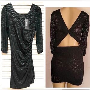 ARK & CO Black Ruched Mini Dress